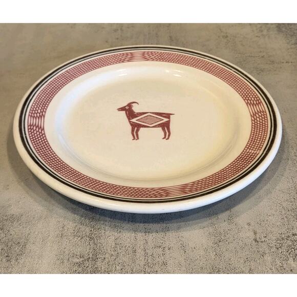 Santa Fe Railroad Mimbreno Dining Car Red Antelope Salad Plate Old Ivory Syracus - Picture 4 of 9